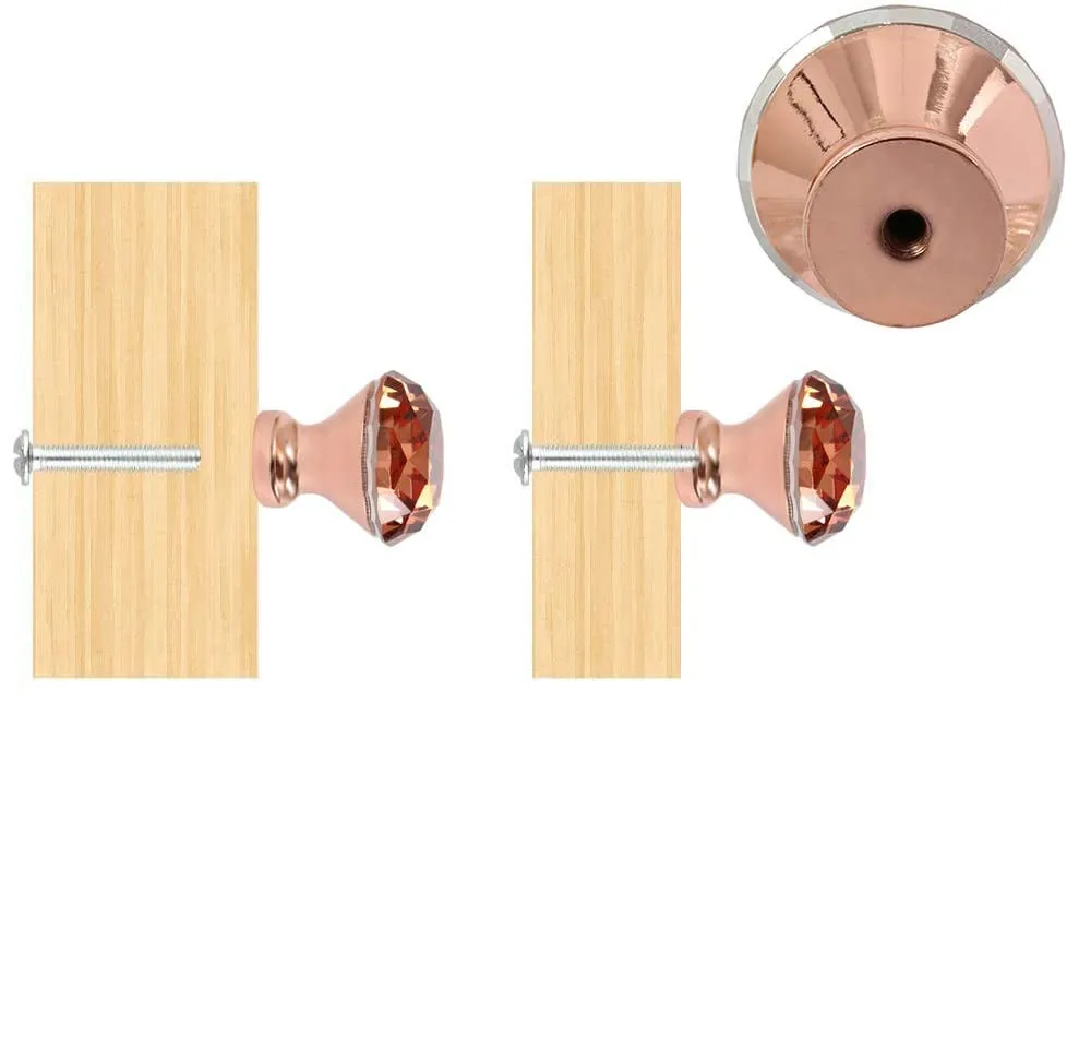 Drawer Knobs Crystal Knobs and Handles Cabinet Knobs Rose Gold Diamond Shape Pull Handle for Kitchen Bedroom Wardrobe Cupboard