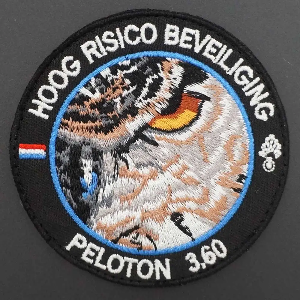 HOOG RISICO BEVEILIGING PELOTON 3.60 Tactical Military Morale Patches Embroidery Badge with Hook Backing in Backpack Jackets Hat