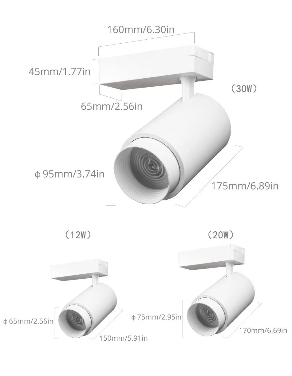 Zoommable 12W 20W 30W LED Track Light 2 3 4 Wire 3 Phase Dimmable Rail Spot Lighting Fixtures Spotlights Track Ceiling Zoom Lamp (9)