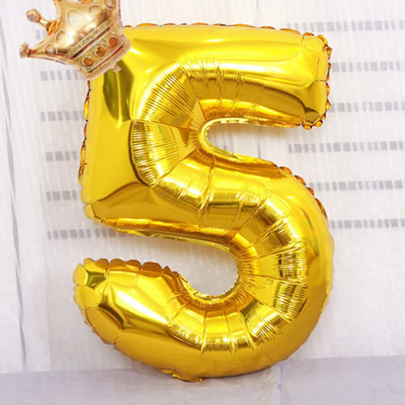 32 дюйма количество Фольга воздушные шары с украшением в виде короны цифра Воздушный баллон детское День рождения и надписью «Wild One» Украшения рисунок 30 Ans Decoracao coroa - Цвет: B5