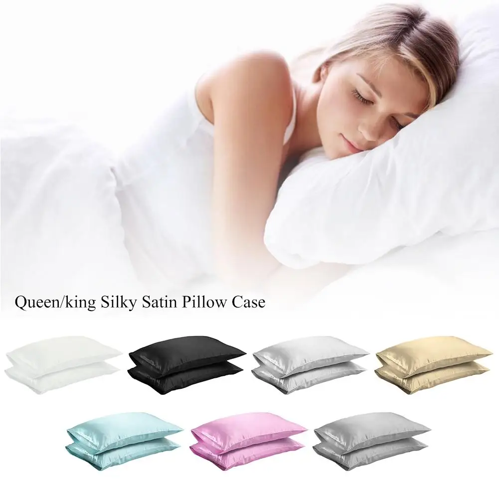 

2PCS Silk Satin Pillowcase Bedding Silk Blend Pillowcase Multicolor Stain Pillowcase Smooth Comfortable Satin Home