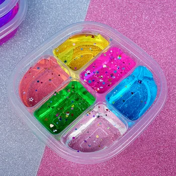 

6 Grid Colorful Mixing Slime DIY Rainbow Slime Antistress Kids Foam Ball Cotton Slime Toy For Candy Plasticine Toy Gift 535g