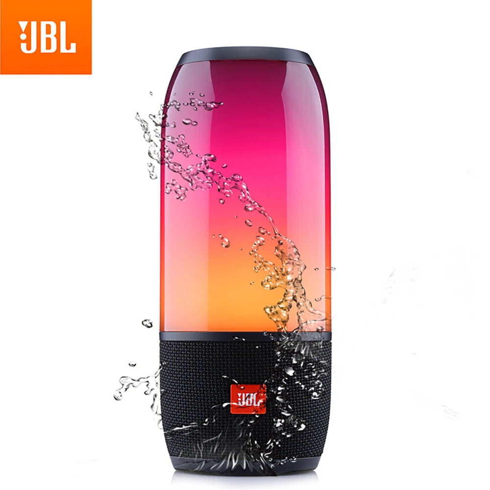 Динамик JBL Pulse 3 IPX7 водонепроницаемый беспроводной Bluetooth динамик s 360 ° Lightshow портативная музыкальная магнитола с усиленным басом с микрофоном - Цвет: Черный