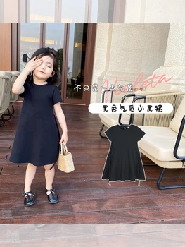 

Children's Clothing Summer New Elegant Short Sleeve A- line Dress Black Dress Girl's Dress girls dress