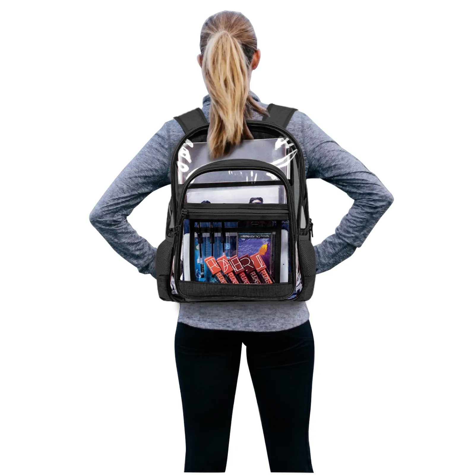PVC Transparent Backpack Bag Fashion Waterproof Student School Bags Jelly Travel Beach Swimming Kit Bag For Men Women Rucksack