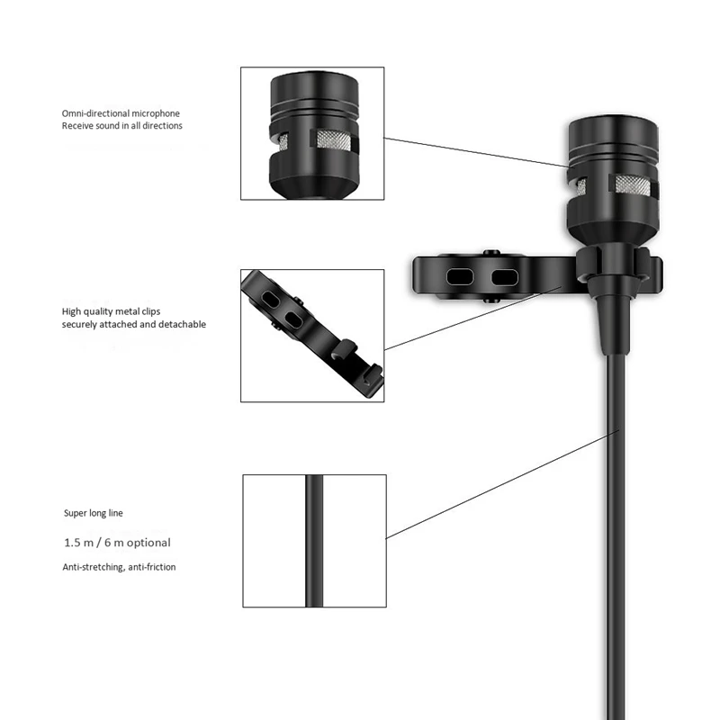 Для DJI Osmo Карманный шарнирный зажим петличный микрофон 3,5 мм Кабель-адаптер внешний мини разъем TRS Line для DJI Osmo Pocket Acces