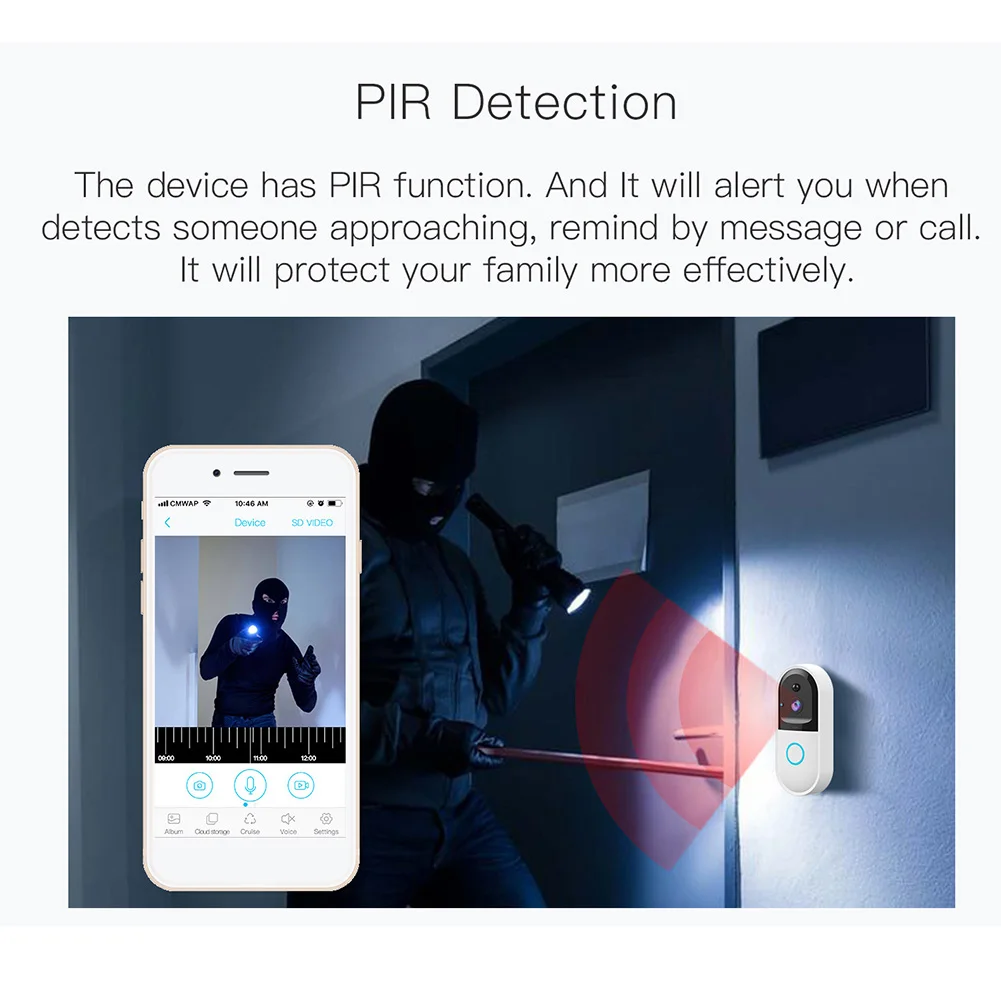 

Smart Video Doorbell Wireless WiFi Intercom Doorbell Camera APP Control Bell Night Vision OD889