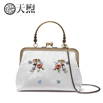 

Pmsix Women bag Silk fabric hand embroidery bag luxury handbags women bags designer fashion Chain bag tote women handbags