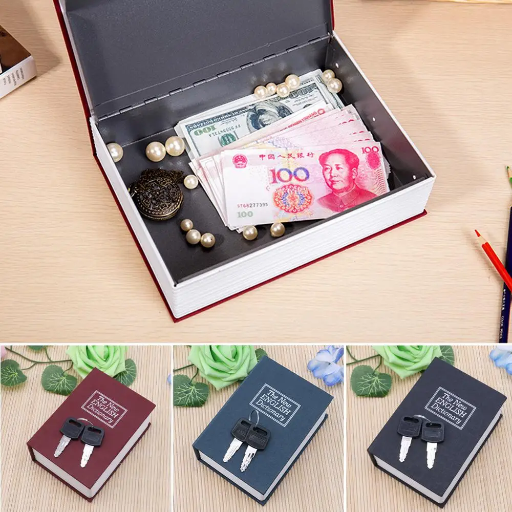 Mini Home Dictionary Security Book Safe Cash Jewelry Storage Key Lock Box Hot 