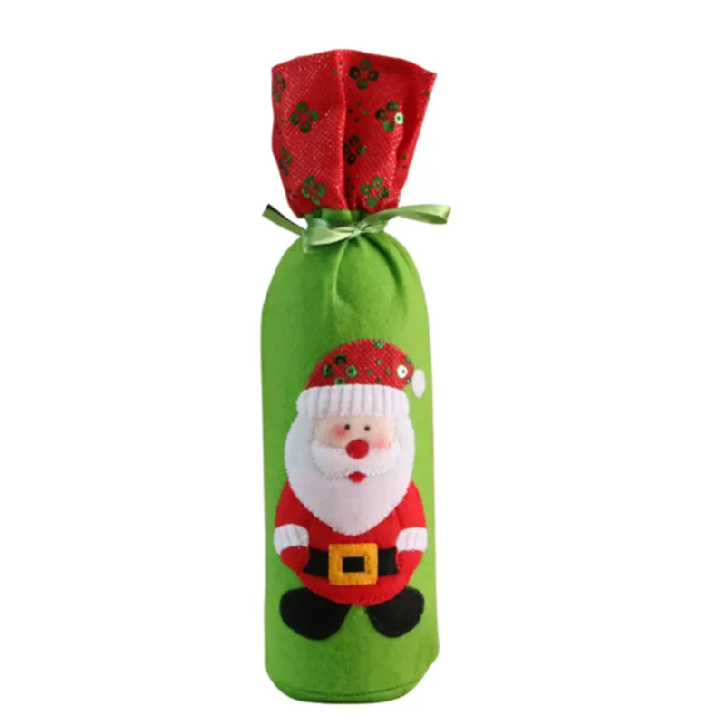 Santa Claus Рождественская крышка для бутылки с красным вином украшения блесток вышивка шнурок Санта Клаус Подарочный мешок ужин вечерние украшения стола - Цвет: Santa Claus