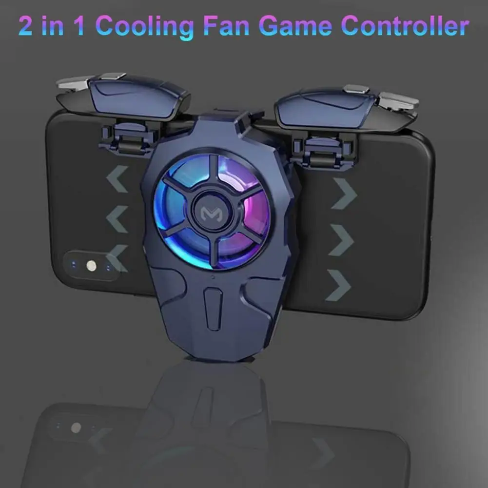 

Rondaful 2 In1 Fan Game Controller Portable Mobile Gaming Triggers Joystick Cooling Radiator Game Machine For PUBG IOS Android