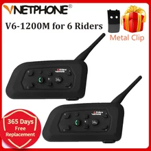 Vnetphone V6 1200 м переговорное bluetooth-устройство для мотоциклетного шлема для мотоцикла 6 ездоков, BT, Беспроводной Водонепроницаемый со встроенным...