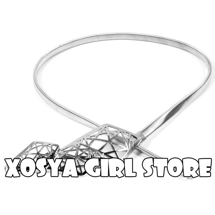 Women Punk Full Metal Mirror skinny Waist Belt Metallic Gold Plate 3cm Wide Chains Lady ceinture sashes for dresses RT87