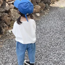 Детские джинсы, стиль, свободный крой, западный стиль, модная Осенняя верхняя одежда для малышей, модные Универсальные брюки