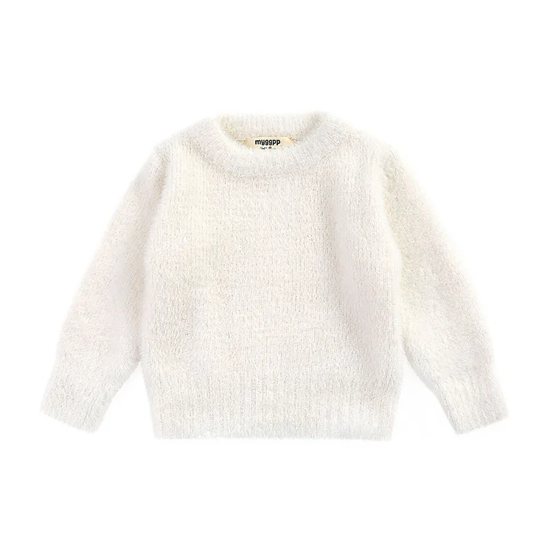 Свитера для девочек зимняя одежда новая стильная куртка-свитер с имитацией норки теплое пальто для малышей от 1 до 3 лет Детские свитера - Цвет: white