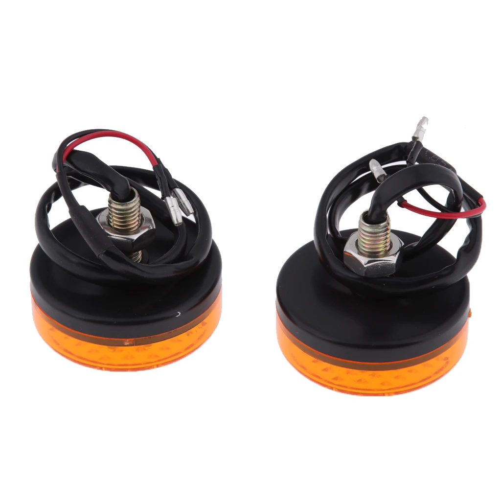 2 Pieces Motorcycle Round 20 LED Amber Turn Signal Indicator Light Blinker Orange Lens for Harley Yamaha