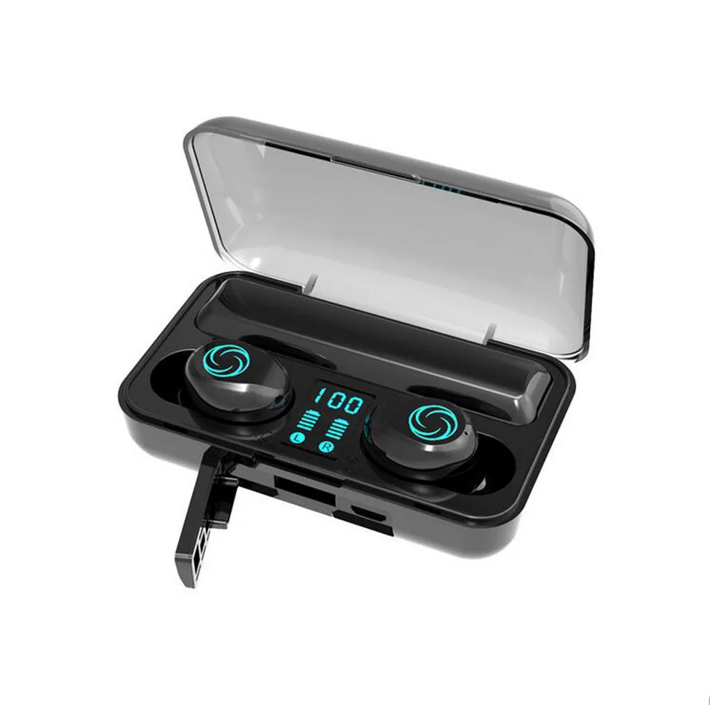 20# TWS Bluetooth наушники с микрофоном светодиодный дисплей беспроводные Bluetooth наушники водонепроницаемые шумоподавляющие гарнитуры - Цвет: Black 2