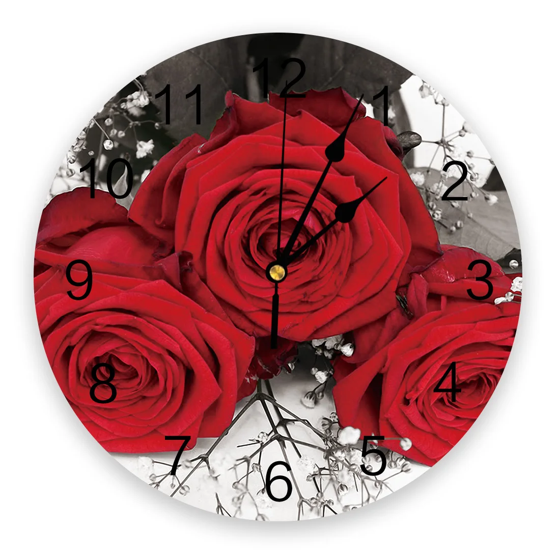 Настенные часы с красной розой бесшумные украшения для кухни гостиной ванной спальни офиса Подвесные