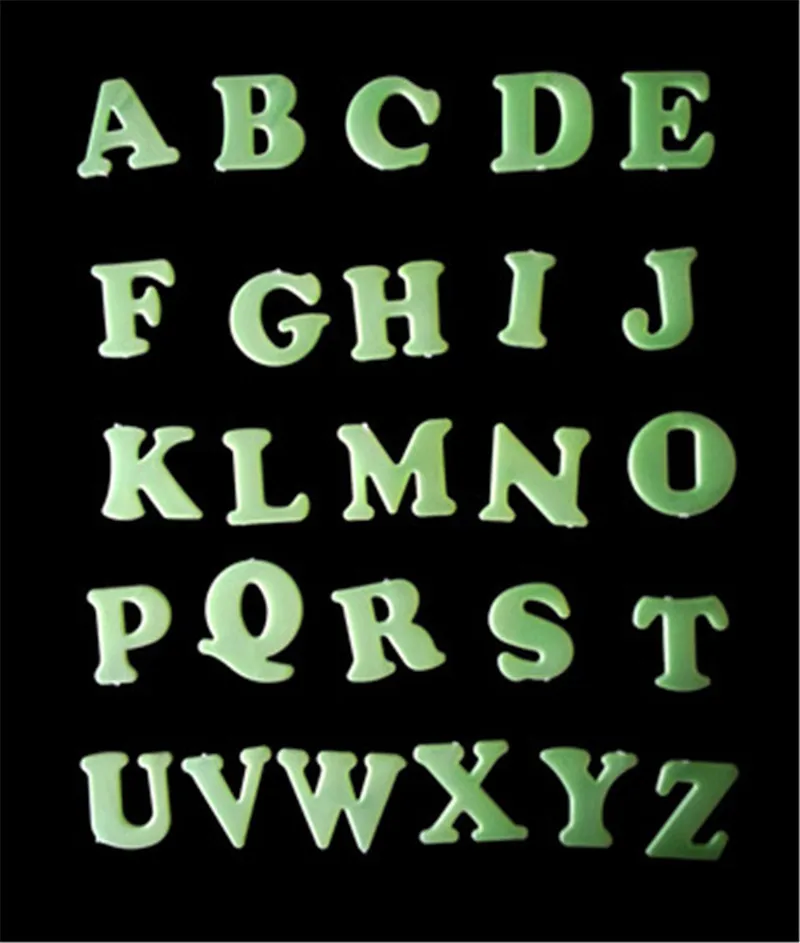 

26 English Letters Energy Storage Fluorescent Glow In The Dark Luminous On Wall Stickers For Kids Room Living Room Decal