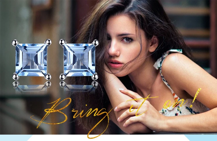 Jewelrypalace квадратный 0.7ct натуральный Небесно Голубой топаз 925 пробы серебряные серьги гвоздики для женщин классические модные украшения