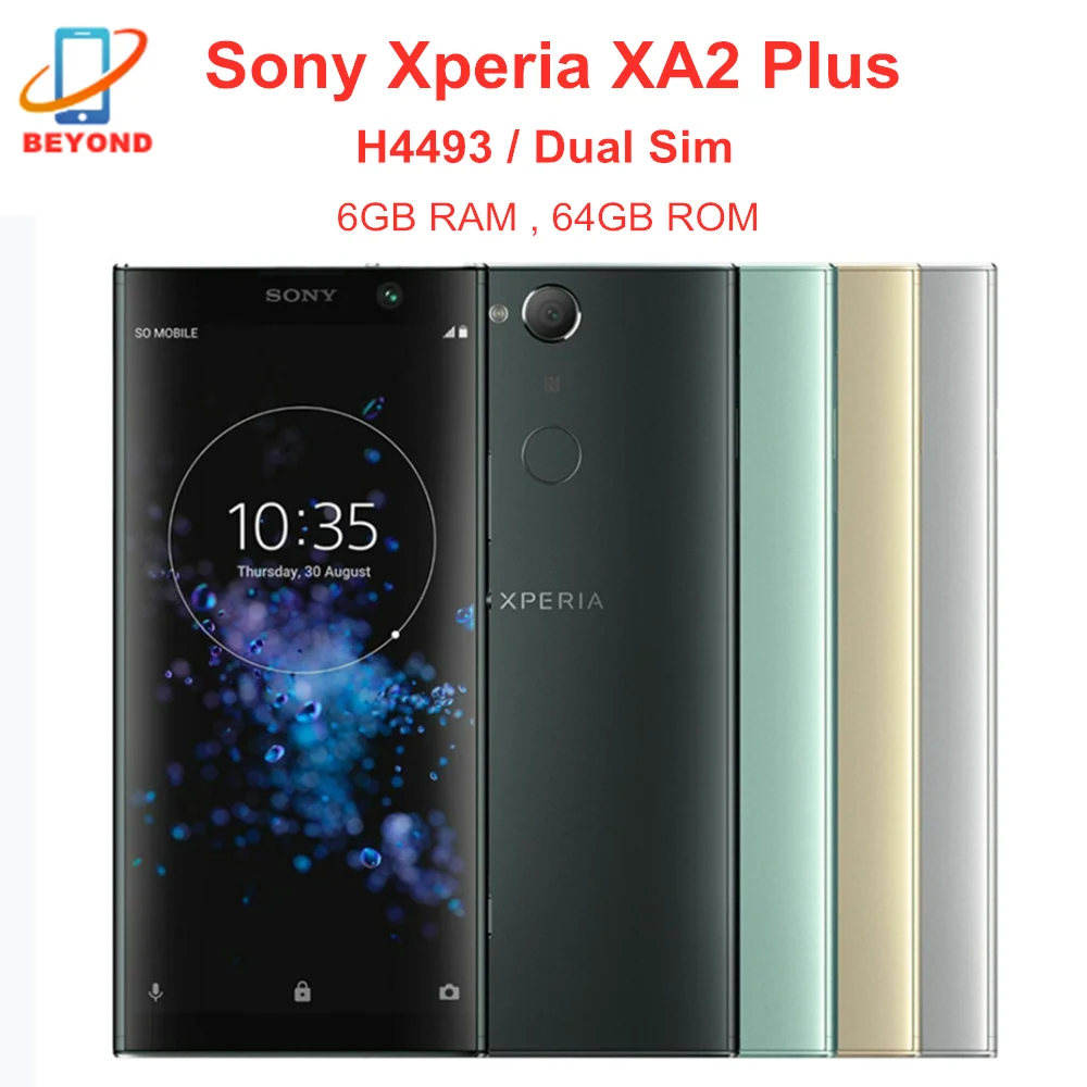 Sony Xperia XA2 Plus Dual H4493 Оригинал GSM Sim 4G LTE Android Octa Core RAM 6 ГБ ROM 64 Гб 0 &quot23MP NFC отпечаток