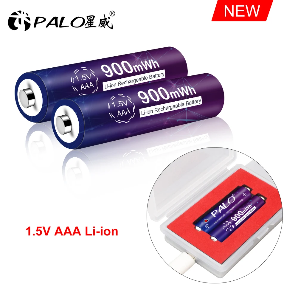 Palo 1.5 V Li-Ion Aaa Batteria Ricaricabile 3A Litio 1.5 Volt Batterie Per Orologi, Topi, Giocattoli, Batterie Leggere