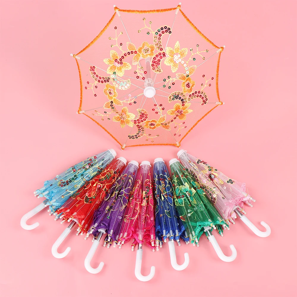 New Lace Mini Umbrella for Doll Elegant Fashion Embroidered Handmade Umbrellas Accessories Girls Toy Dolls Gifts | Игрушки и хобби