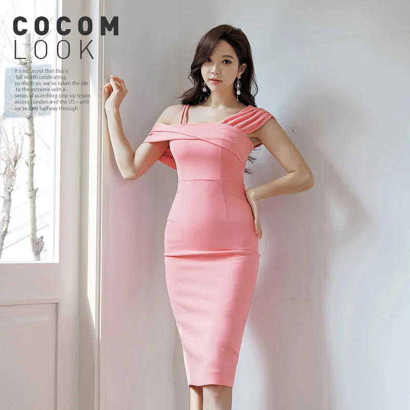 

2019 Spring And Summer Korean-style Korean-style WOMEN'S Wear Elegant Trimmed Collar And One-Shoulder Camisole Naked Shoulder Pl