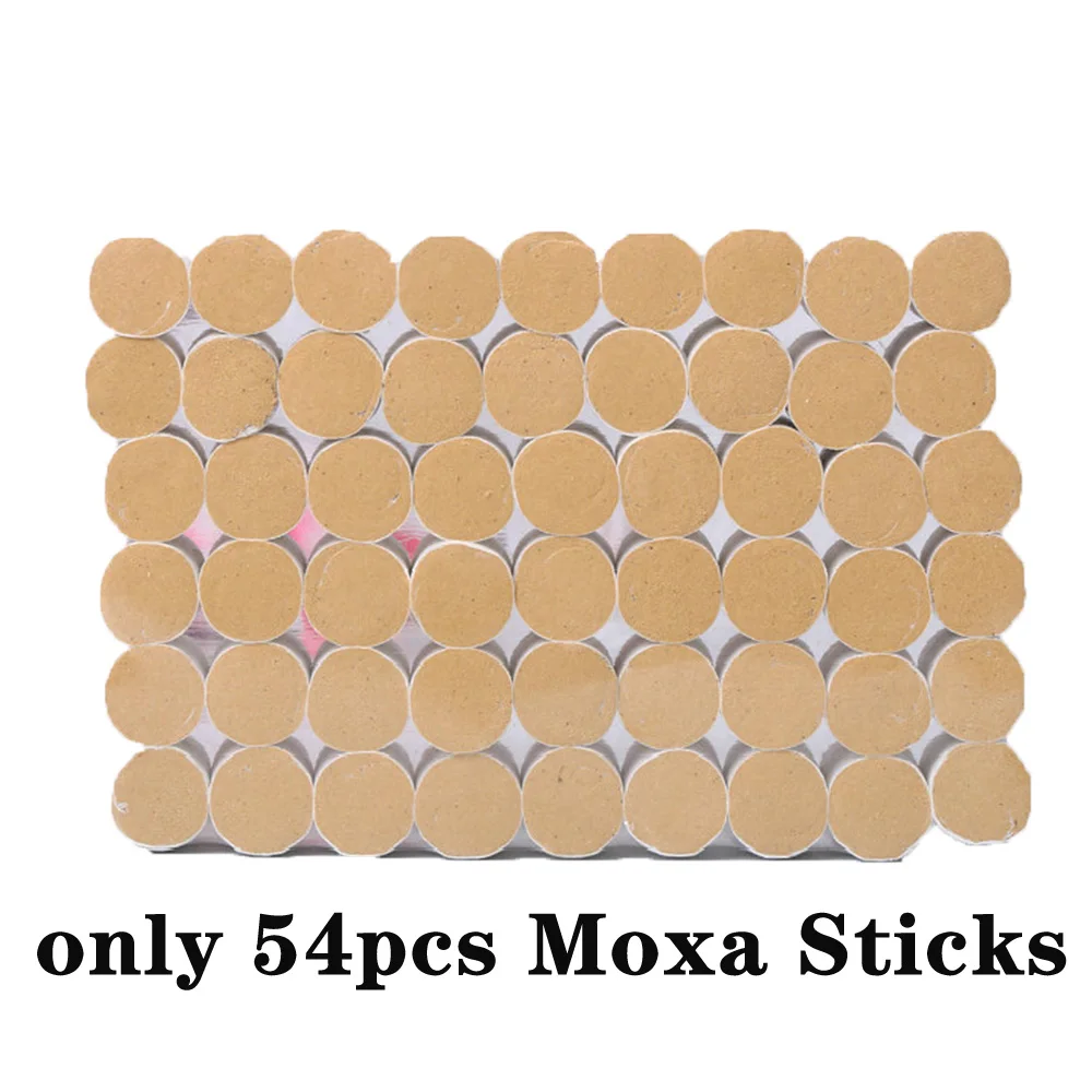 54 pcs Moxa Sticks 54 шт./компл. палочки мокса Китайская традиционная моксибуситон иглоукалывание терапия бездымного медь коробка банки для вакуумного массажа сна - Цвет: 54 pcs Moxa Sticks