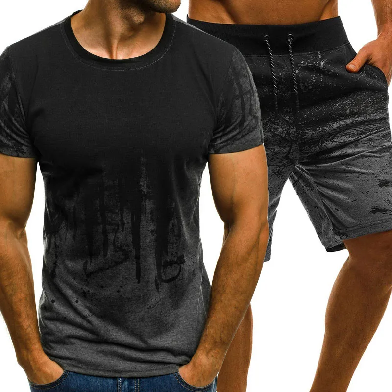 Tracksuit Men New 2021 Summer Two Piece Set Men's Short Sleeve 3D t Shirt Top and Shorts Suit Mens Sportwear Shorts Sets Outwear