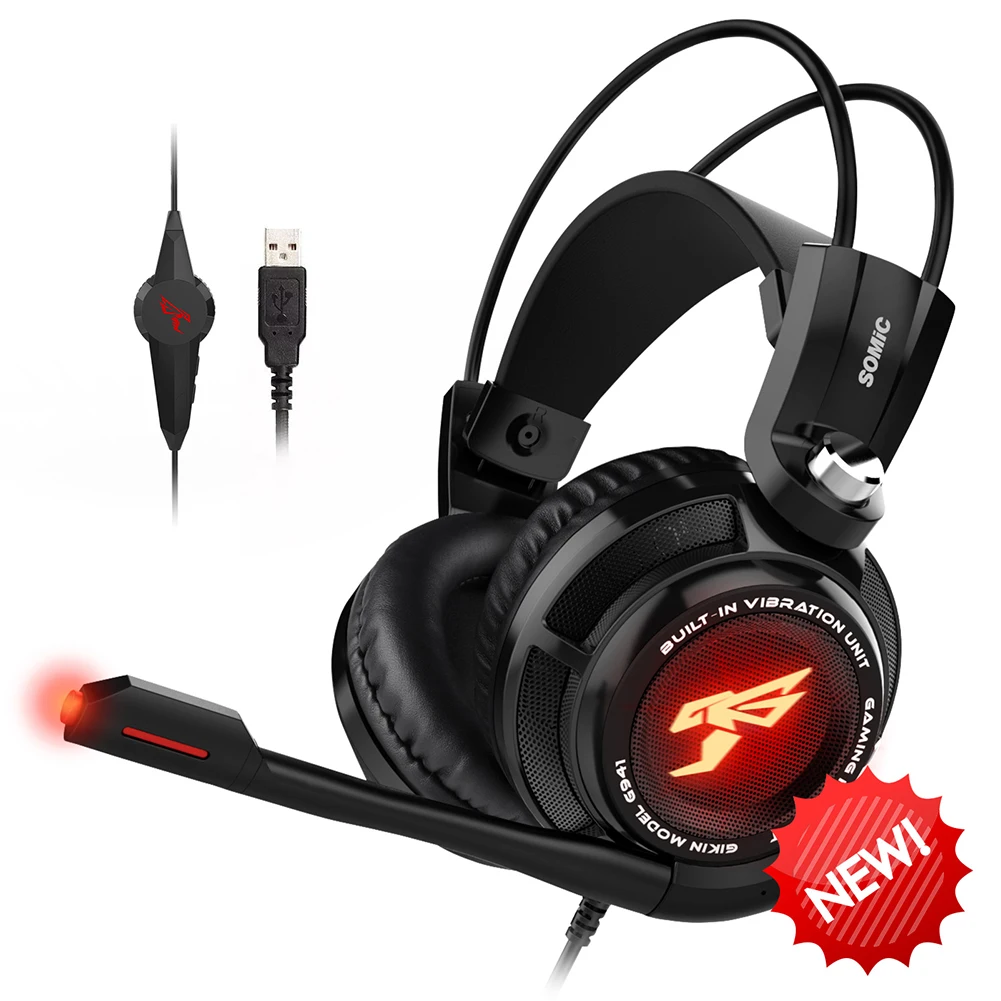 Somic G941 USB Wired Vibration LED Gaming Headset 7.1 Surround Sound Stereo Gamer Headphone With Mic For Computer PC Laptop|Headphone/Headset| - AliExpress