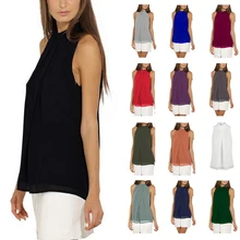 LOOZYKIT Повседневный Свободный жилет для женщин Модный летний топ без рукавов шифоновая блузка без рукавов топы размера плюс