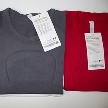 Sportswear Yoga-Vest T-Shirt Crew-Neck Lulu Fitness Wome Gym Quick-Drying