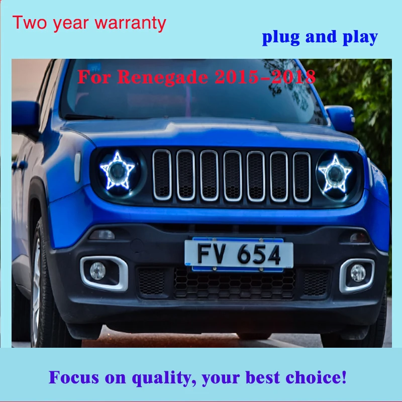 Автомобильные стильные фары для JEEP Renegade, светодиодные фары,,,, головная лампа с двойными линзами, Биксеноновая лампа в сборе