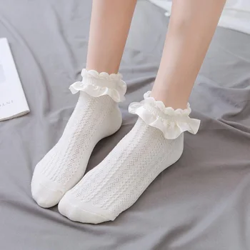 

Cute Lolita Short Socks Women Fashion Twist Heart Cotton Socks Girls Woman Lace White Socks Ankle Streetwear Calcetines Media