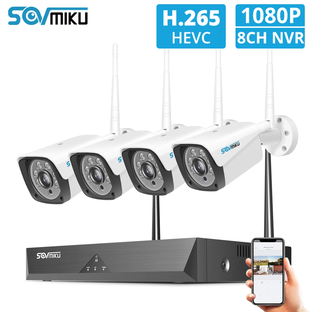 8CH 1080P Wireless CCTV System 4pcs 2MP Outdoor Wifi IP Camera 8CH NVR Recorder Video Security Came