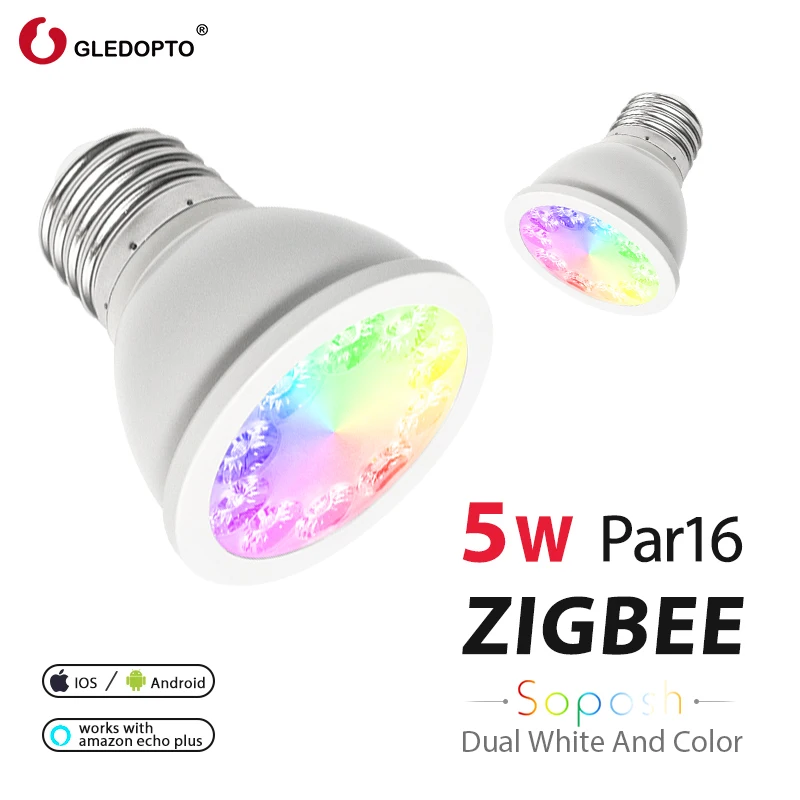 Лампа GLEDOPTO Zigbee PAR16 5 Вт RGB + CCT умный Точечный светильник лампа ZigBee работает с Amazon Ecoh