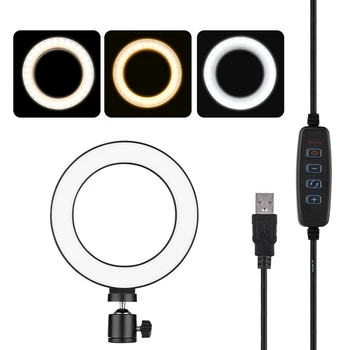 

6 Inch Mini Video Light Dimmable LED Selfie Ring Light USB Ring Lamp Photography Light with Desktop Tripod for Makeup Youtube