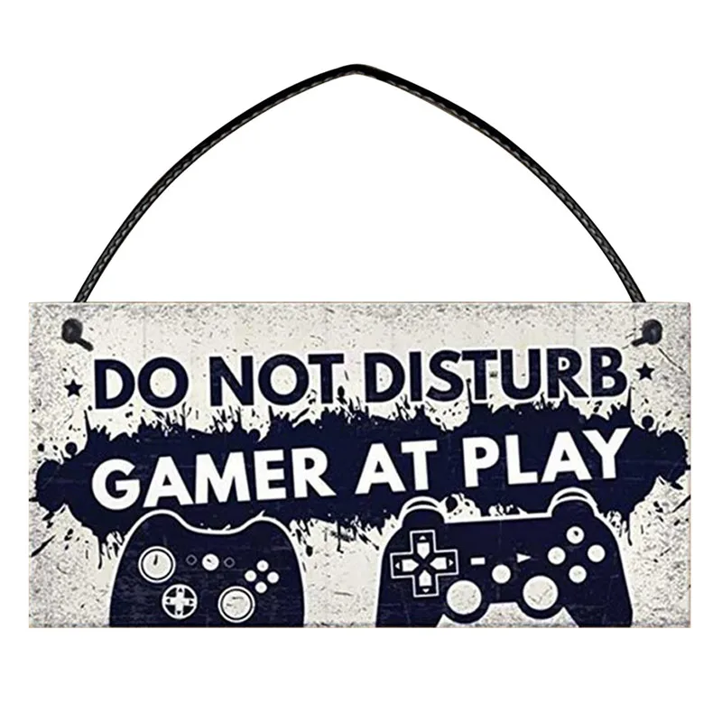 Do Not Disturb Door Signs for Game Lovers Letter Print Square Wooded Door Hanging Plate Board Funny Gift 20x10cm 3