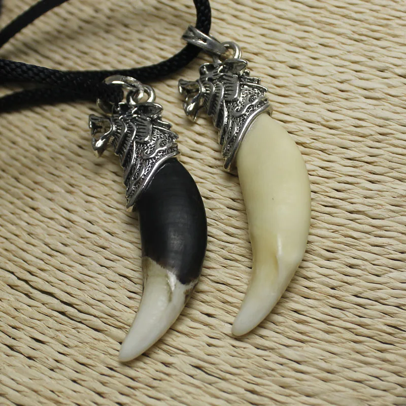 Wolf Tooth Necklace Man Brave Real Tooth Pendant Punk Rock Wild Accessories Classic Jewelry fang tooth necklace stainless steel pendant necklace
