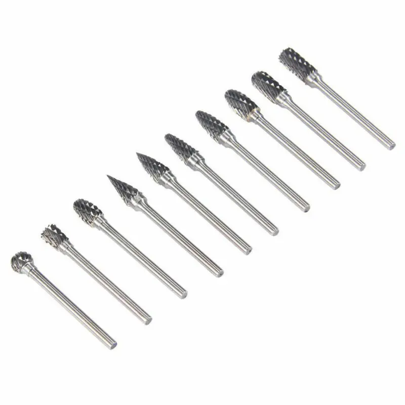 

10pc Shank Tungsten Carbide Milling Cutter Rotary Tool Burr Double Diamond Cut Rotary Tools Electric Grinding