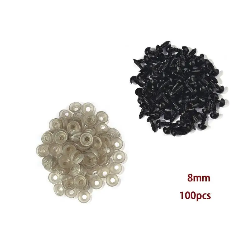 Yeux de sécurité en plastique Rdeghly, accessoire de jouet, 100pcs yeux de  jouet en plastique noir pour marionnettes poupées artisanat 6-12mm avec  joint 