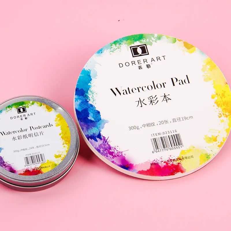 300g Professional Creative Round Watercolor Paper Pad Aquarelle Book Painting Paper Hand Painted Office School Supplies