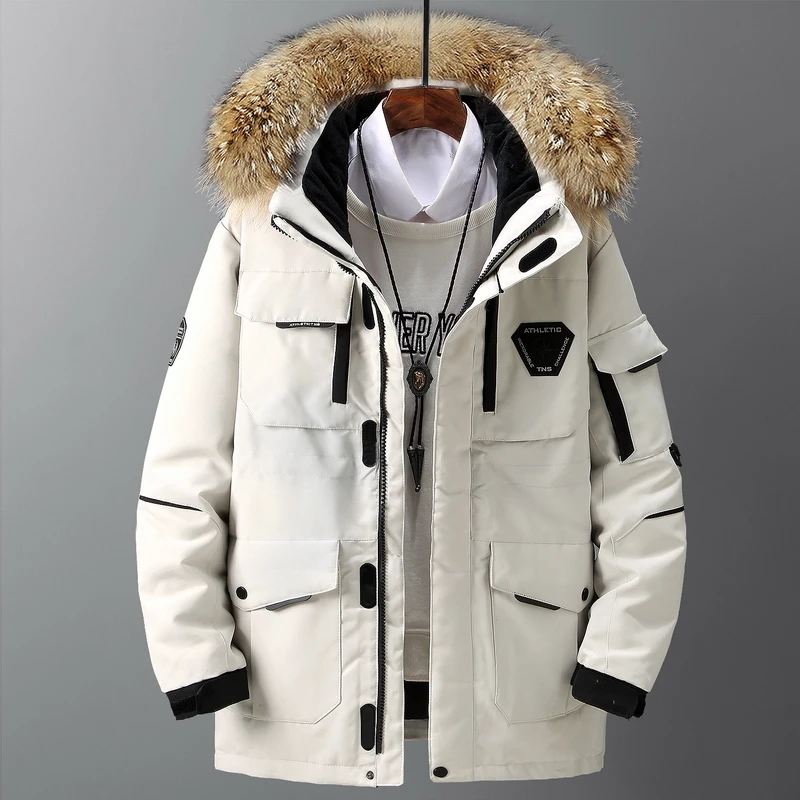 Flash Sale Down-Jackets Overcoat Winter Real-Fur-Collar Snow Parka-30 Men's 90%White-Duck-Down Casual Jlwje95mqA7