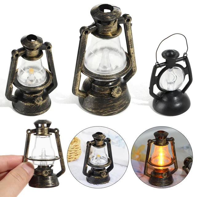 1:12 1:6 Scale Miniature Oil Lamp Dollhouse Accessories Mini Kerosene Lantern Doll House Decor Scene Ornaments Pretend Play 1
