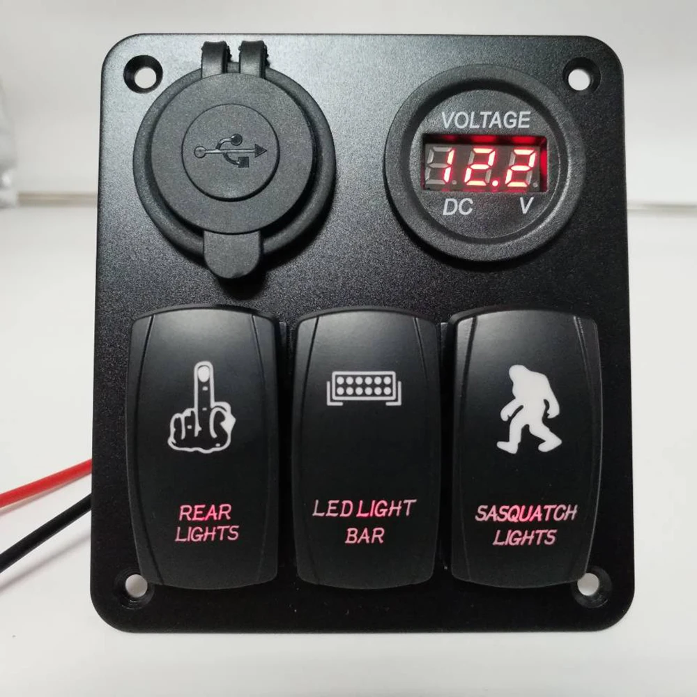 3 Gang кулисный переключатель Панель Dual USB Зарядное устройство Универсальный Водонепроницаемый Чехол встроенный светодиодный индикатор автомобиля Настенные Переключатели Реле