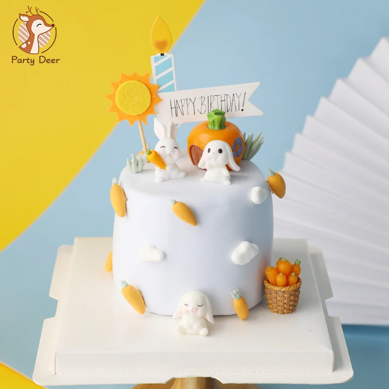 Lapin Coreen Carotte Maison Fete D Anniversaire Gateau De Soleil Toppers Decorations De Fete D Anniversaire Pour Enfant Bebe Patisserie Cadeaux D Amour Aliexpress