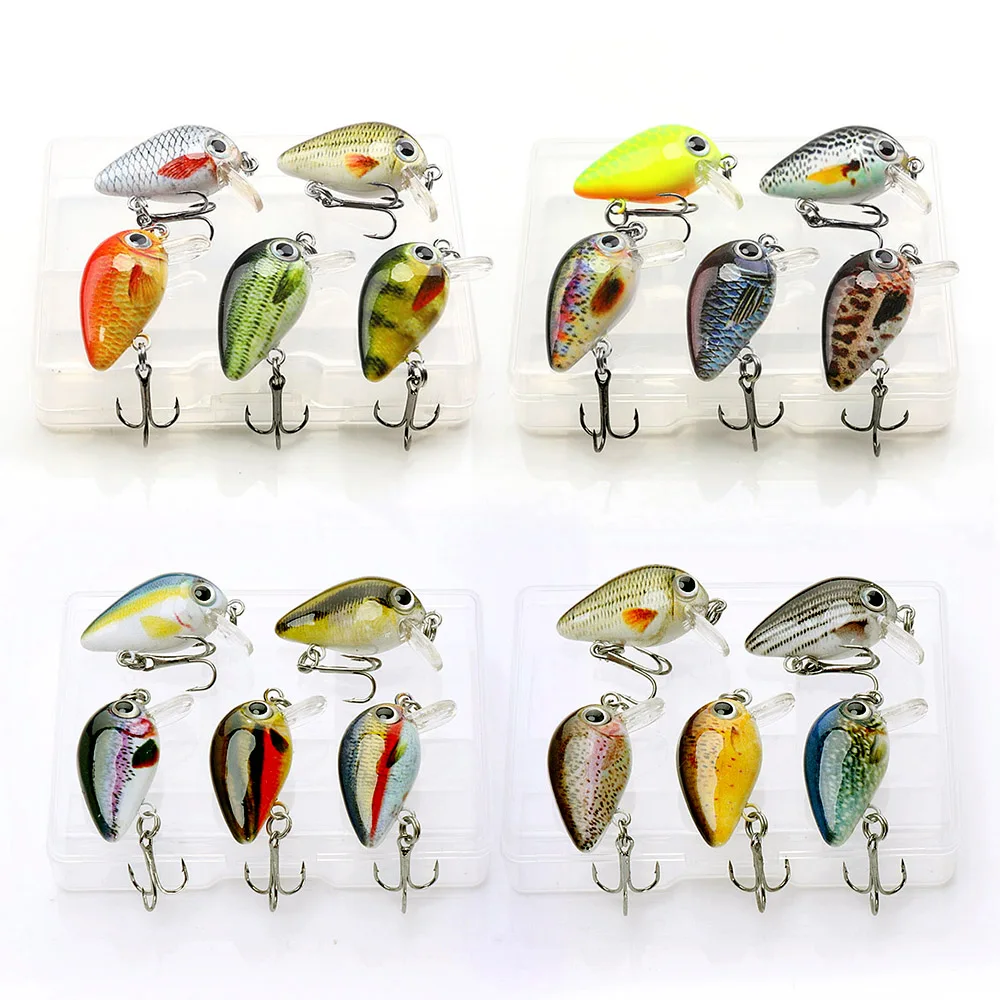 TREHOOK 5pcs 1.5g 3cm Mini Wobblers/Crankbait Fishing Lure Artificial Bait Hard Floating Wobbler for Fish Bass Fishing Tackle