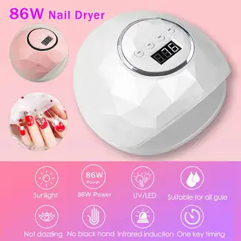 

86W LCD Display Professional Nail Dryer LED UV Lamp Intelligence Drying Gels Nail Polish Nail Art Tools 180 Degree Irradiation