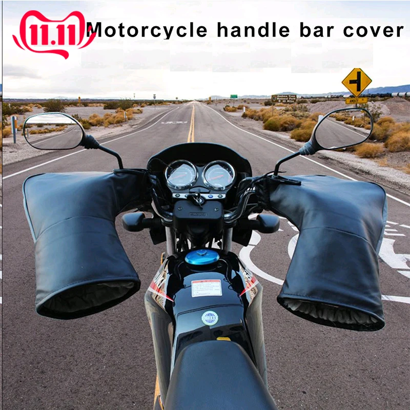 Preise Winter Thermische Motorrad Lenker Handschuhe mit Reflektierende Streifen Winddicht Wasserdichte Warme Motorrad Griff bar Hand Abdeckung Muffs